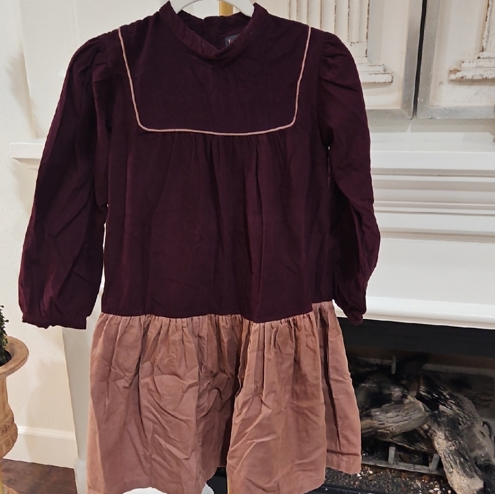 Elegant Burgundy and Tan Kids Formal Dress